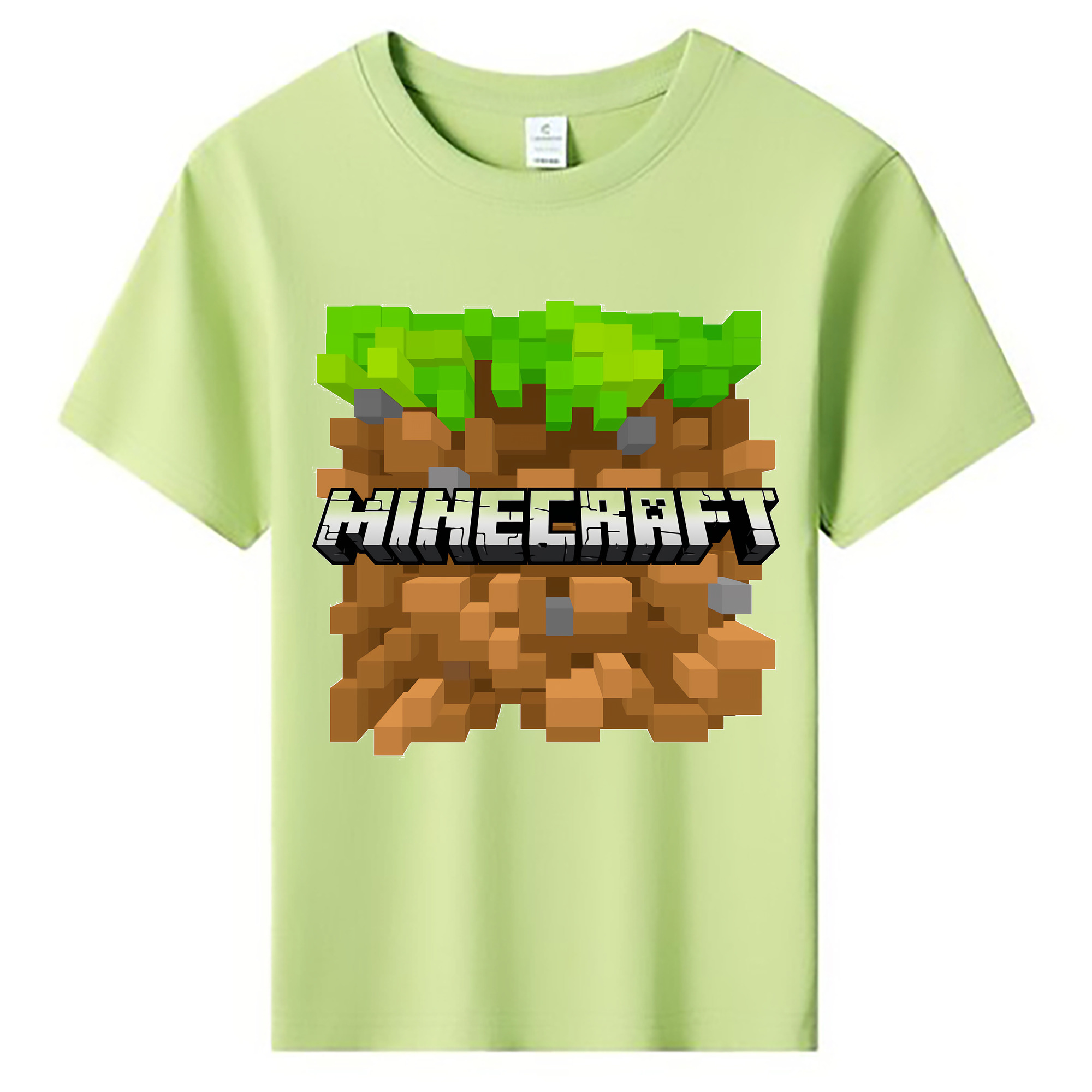 （画像用） マインクラフト ブロックの世界 Minecraft MC Block world 綿100％キッズTシャツ（フロントプリント）
